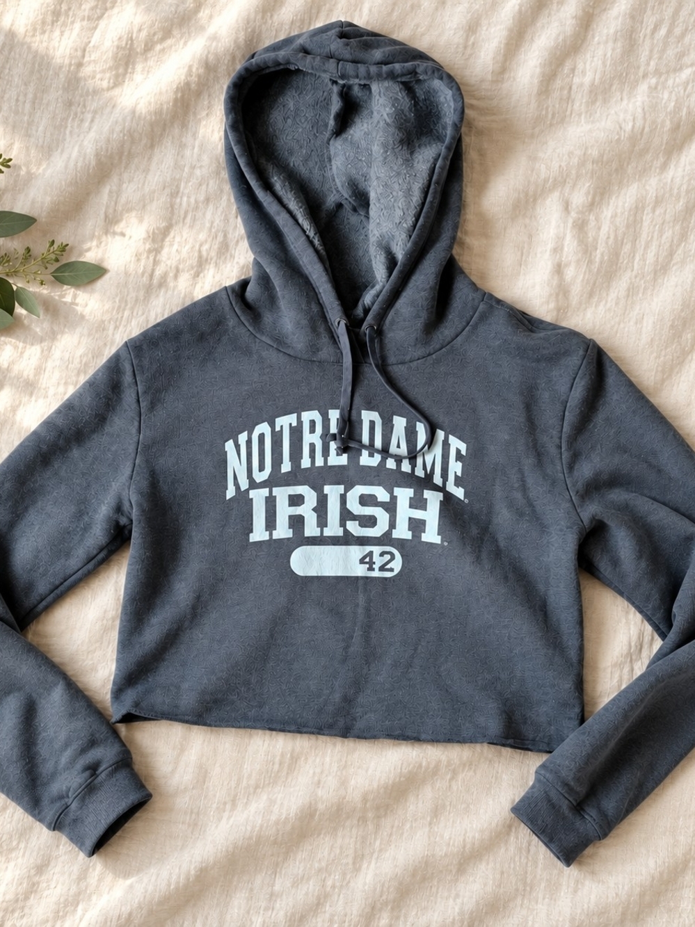 Notre Dame Irish Cropped Hoodie Sweatshirt - Charcoal